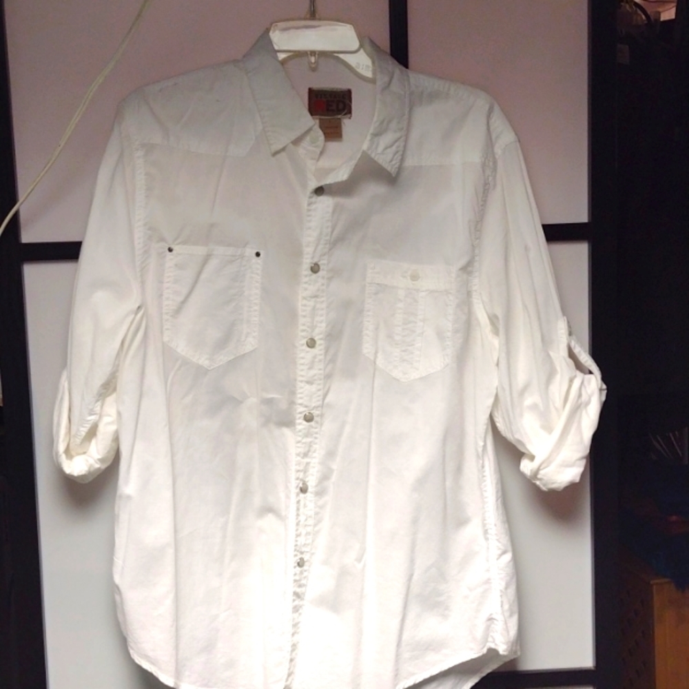 Vintage Red men's button down dress shirt sz L
